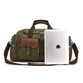 TELOSPORTS Canvas Duffel Bag, Vintage Canvas Weekender Bag Travel Bag Sports Duffel with Shoulder Strap (Green)